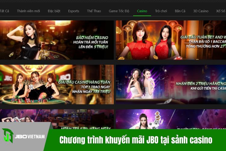 Chương trình khuyến mãi JBO khi chơi tại sảnh casino