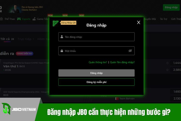 Đăng nhập JBO cần thực hiện những bước gì?